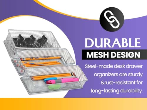 YBM Home Silver Mesh Drawer Organizer and Storage for Kitchen - Image 5