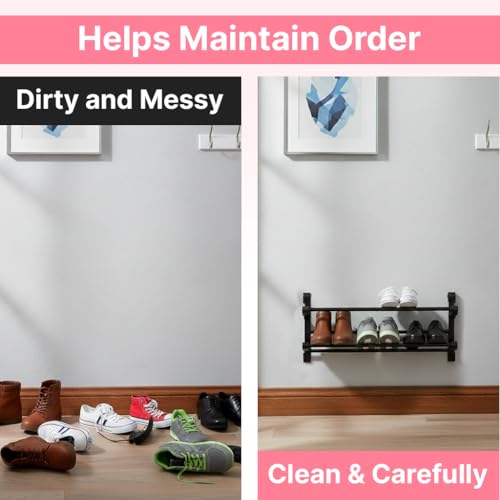 Foldable 26-Inch Wall Mounted Shoe Rack Organizer, Holds 6 Pairs - Image 5