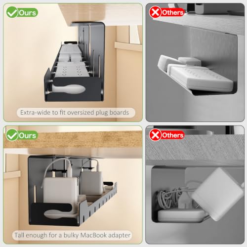 KEEGH Under Desk Cable Management Tray 32 in, Metal Cable Holder - Image 4