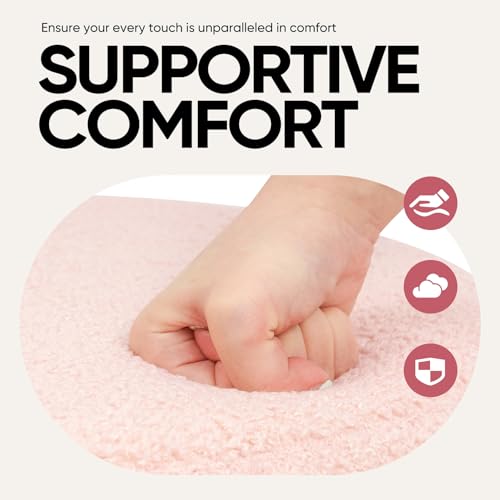 14.5" Round Storage Ottoman, Boucle Sherpa Ottoman with Tray - Image 4