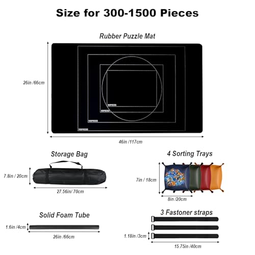 46" x 26" Rubber Jigsaw Puzzle Mat Roll Up for 1500 Pieces - Image 3
