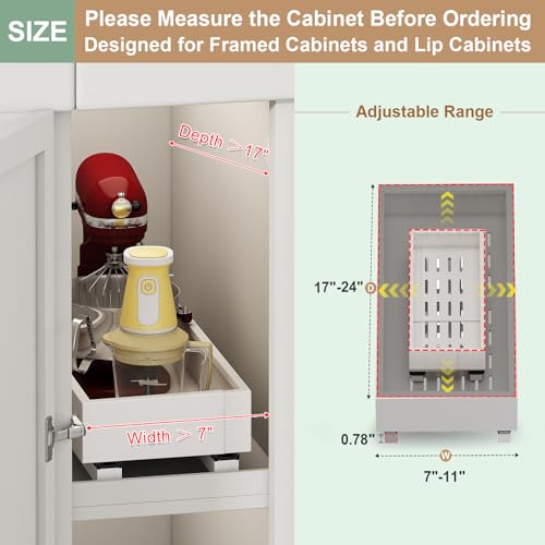 Pull out Cabinet Organizer,7"-11"W,17"-24"D,Expandable,Adhesive - Image 3