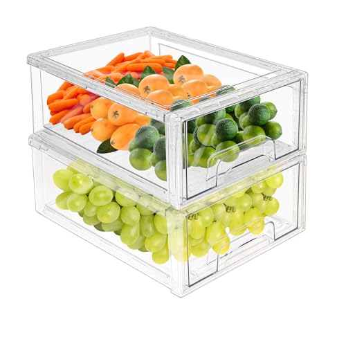 MANO 2Pack Clear Fridge Drawers Pull Out Stackable R | All Products - Image 2