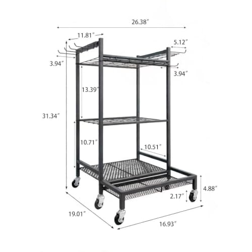 Garden Tool Organizer Rack with Wheels Up to 35 Tools | - Image 4