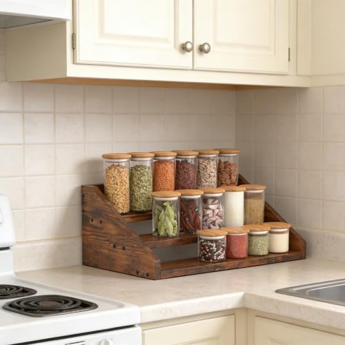Spice Rack Organizer for Cabinet, Robust Wooden Display - Image 5