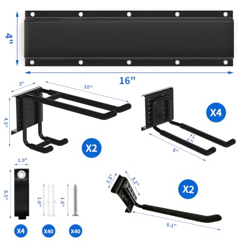 HoMaNa 48" Wall Mount Garage Tool Organizer, Adjustable 500 lbs - Image 3