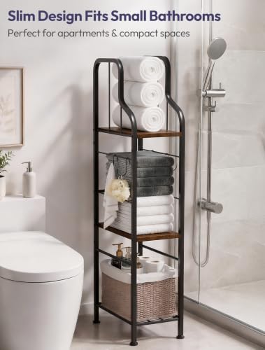 SWTYMIKI Narrow Towel Storage for Bathroom - 3-Tier Towel Rack - Image 3