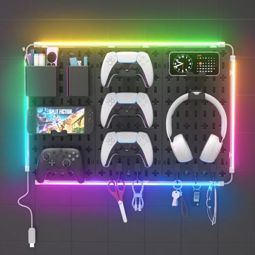 KDD 9 in 1 RGB Gaming Wall Organizer Peg Board - DIY Pegboard - Image 2