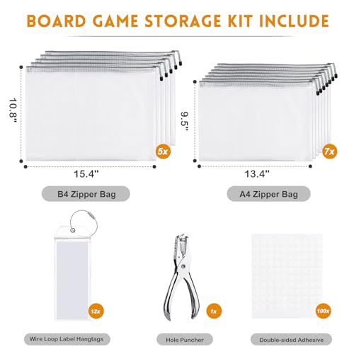Board Game Storage Kit with 12 Sets of Zipper Pouch Bags - Image 3