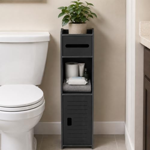 Toilet Paper Holder Stand, Slim Bathroom Storage Cabinet - Image 2