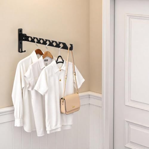 Wall Mounted Clothes Hanger Rack, Heavy Duty Folding - Image 7