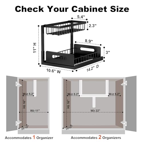 REALINN Under Sink Organizer, L-Shaped 2 Tier Pull Out Cabinet - Image 3
