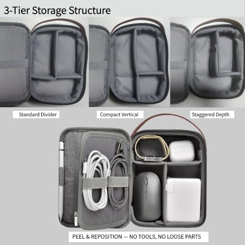 Tech Pouch 8.3" Cable Organizer, Leather Handle EDC Bag - Image 6