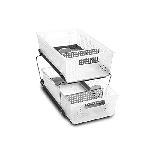 madesmart Two Tier Organizer with Dividers, Frost - Image 2