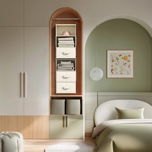 6-Shelf Hanging Closet Organizer with 3 Drawers, 2-i | Home Organizati - Image 3