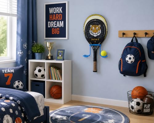 Padel Racket Wall Mount Holder with Ball Storage, Metal - Image 3