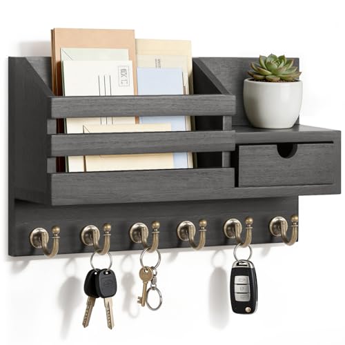FifthQuarter Key Holder Wall Mount with Drawer and 6 - Image 2