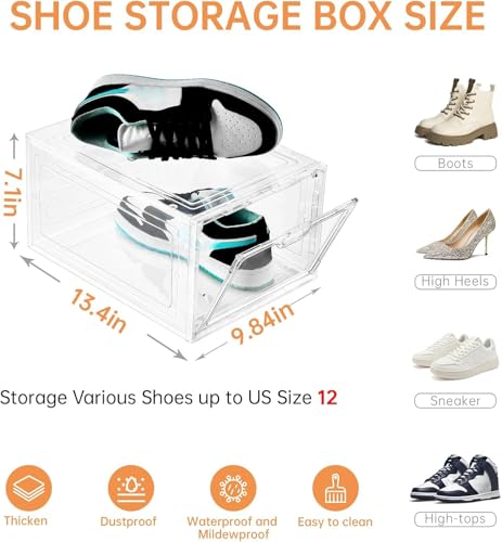 INSTY 12 Pack Large Shoe Storage Box, Clear Shoe Storage - Image 3