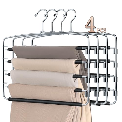SINDAX Pants Hangers Space Saving - 4Pack, 5 Layers Space - Image 2