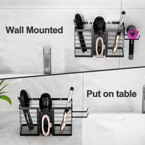 FUNKYLEE 3-in-1 Universal Hair Tool Organizer Wall Mount, Black - Image 6