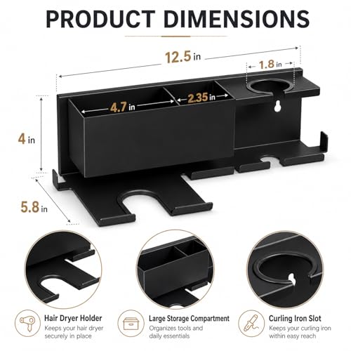 Hair Dryer Holder Hot Tools Organizer, Blow Dryer Holder - Image 3