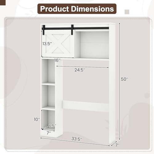 BECOMFORT Over the Toilet Storage Cabinet, Farmhouse Above - Image 3