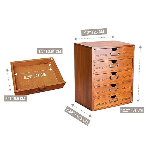 Vintage 5-Drawer Wooden Desk Organizer - Craft Storage - Image 3