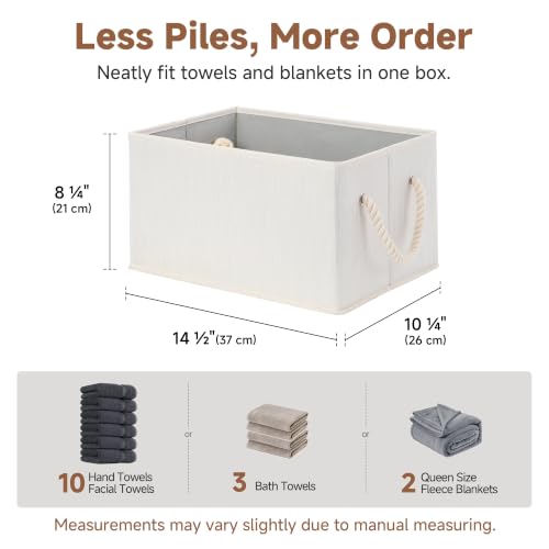 StorageWorks Fabric Storage Bins with Rope Handles, Ivory White - Image 4