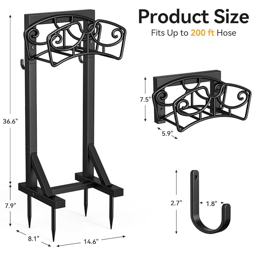 Garden Hose Holder Stand, Freestanding Metal Water Hose - Image 4