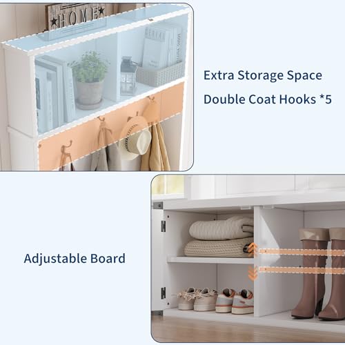 TrailBlaze 77.7" Farmhouse Hall Tree with Bench & Shoe - Image 6