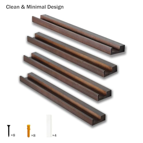 Vinyl Wall Mount Shelf,Floating Album Record Holder,4 Pack,Walnut - Image 6