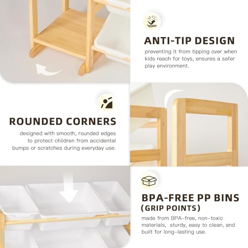 Wooden Toy Storage Organizer with 6 Shelves and 12 Bins, Toy - Image 6