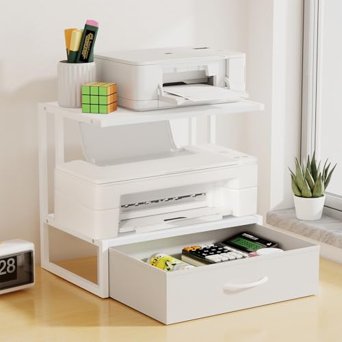 Printer Stand with Storage for Desk, with Fabric Drawer - Image 4