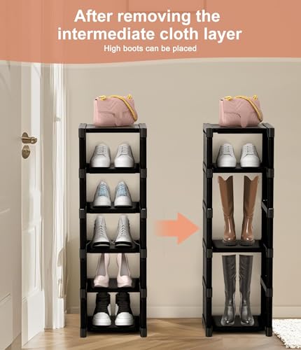 6-Tier Narrow Shoe Rack, Vertical Small Space Shoe Organizer - Image 7