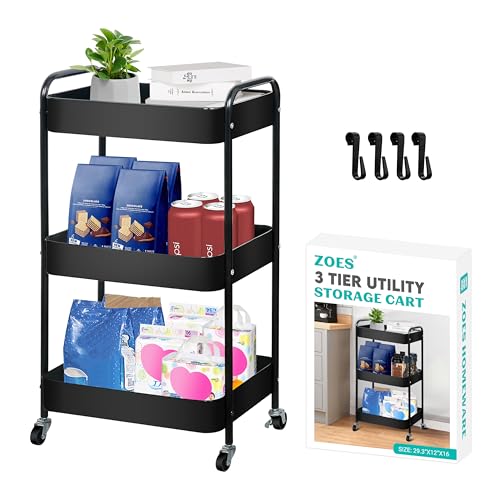 ZOES HOMEWARE 3 Tier Metal Rolling Cart on Wheels,Heavy Duty - Image 2
