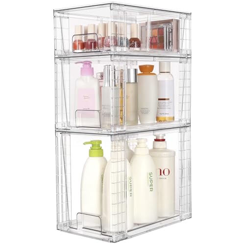 Vtopmart 3 Pack Clear Stackable Storage Drawers,Easy to Assemble - Image 5