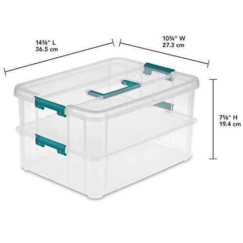 Sterilite 1427CLR Stack & Carry - 2 Layer Box, Clear Lid & Blue - Image 4