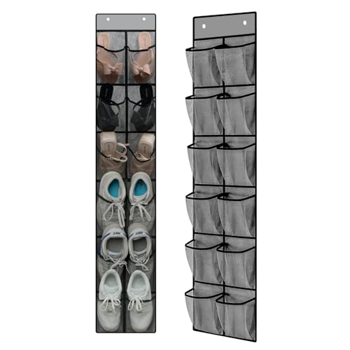MSLOVE Narrow Over The Door Shoe Organizer, 12 Large Mesh Pockets - Image 2