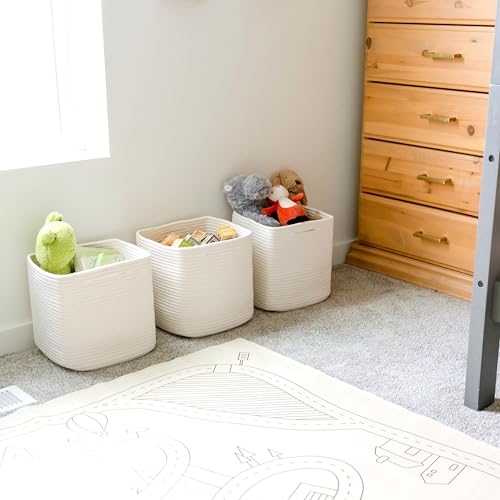 13 Inch Cube Storage Bins Cotton Rope Woven Baskets - Image 6