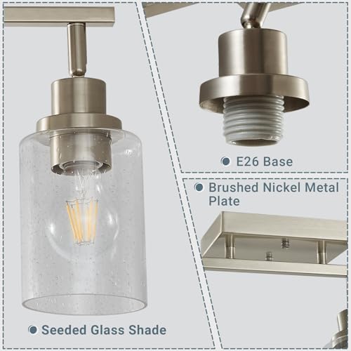 LOUSACE 3-Light Brushed Nickel Track Lighting, Modern Flush Mount - Image 8