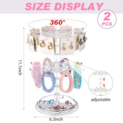 Yuntau 2 Pcs 2 Tier Keychain Display Stand for Bracelet, Rotating - Image 4
