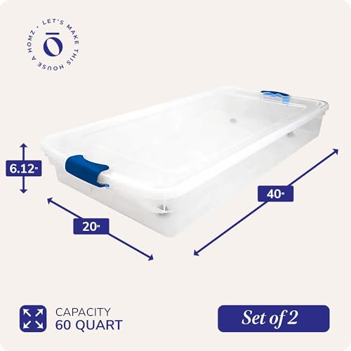 HOMZ Under Bed Clear Plastic Storage Bin w/Lid, 60 Qt - Image 5