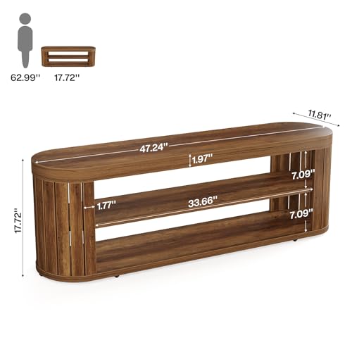 Tribesigns 47.2" Wooden Entryway Bench with 2-Tier Shoe - Image 3