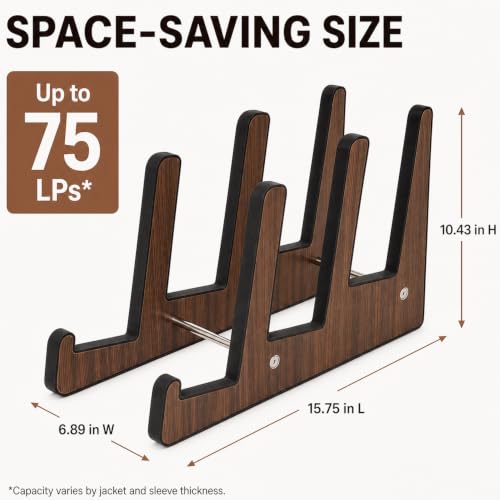 Vinyl Record Holder for 75 LPs, 3-Tier Vinyl Record Storage Stand - Image 3