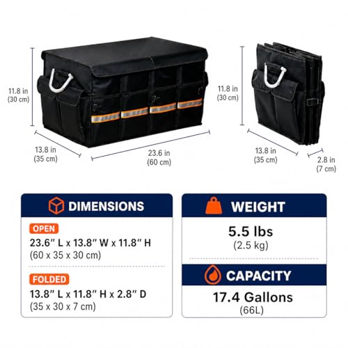 Heavy Duty Car Trunk Organizer with Lid, Collapsible SUV - Image 5