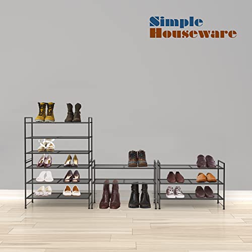 Simple Houseware 3-Tier Stackable Mesh Shoe Rack, Black - Image 6