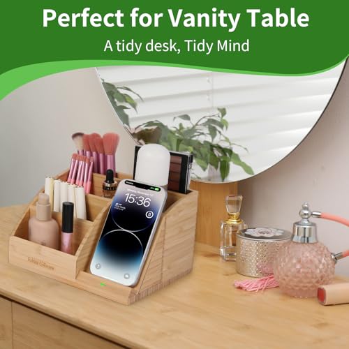 Bamboo Pen Holder for Desk & Nightstand Organizer with Fast - Image 5