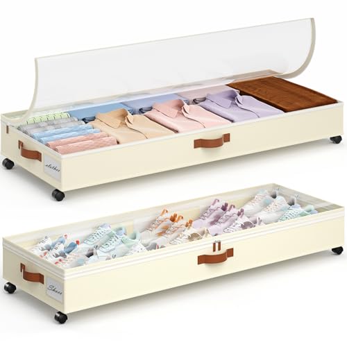 Yecaye 85 L Under Bed Storage with Wheels, 2 Pack Under - Image 2