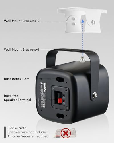 Saiyin Outdoor Indoor Speakers, Wall Speaker for Patio Garage UTV - Image 4