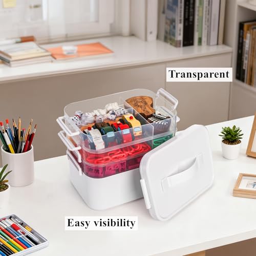 Tebery 4 Tier Plastic Craft Storage Organizer, Clear - Image 8